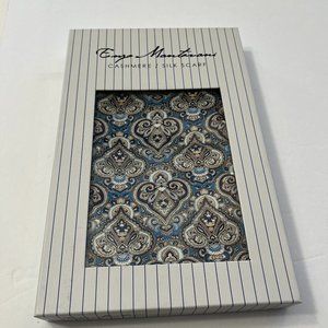 NIB Enzo Mantovani cashmere & silk scarf in blue & white paisley